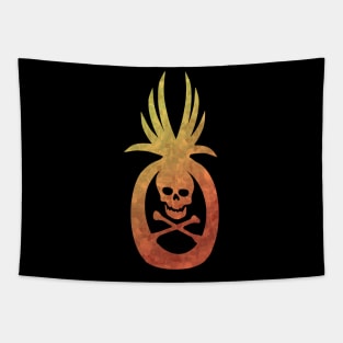 Tropical Pirate Pineapple Halloween Skull and Crossbones Yellow Orange Tapestry