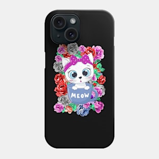 cute flowery kitten Phone Case