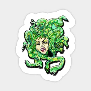 Medusa Snake Serpent Mythology Baroque Anime Art Nouveau Lady Face Magnet