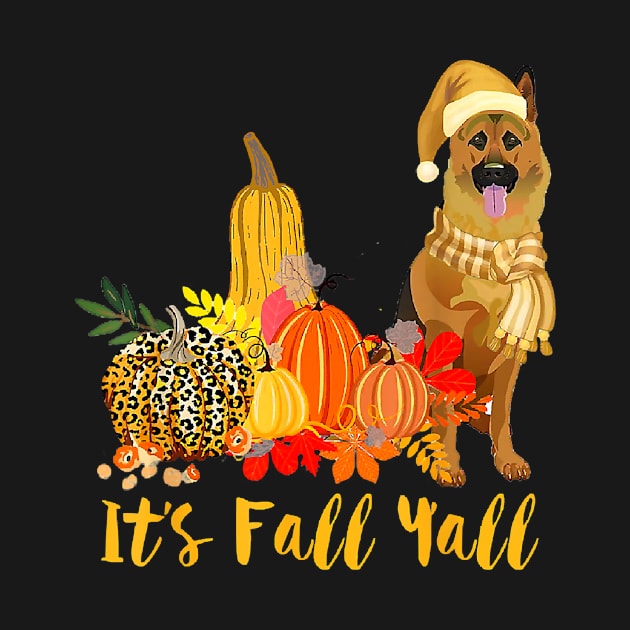 Its Fall Yall German Shepherd Dog Leopard Pumpkin Falling by EmilyCharlotty