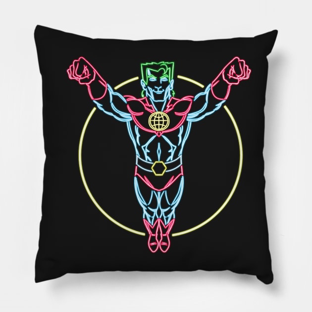 Captain Planet Neon Pillow by AlanSchell76