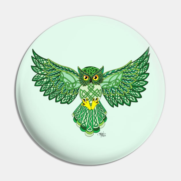 Celtic Flight Owl Pin by tigressdragon