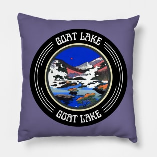 Vintage Goat Lake For Backpackers Japanese Music Vinyl Pillow