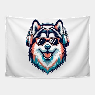 Smiling Finnish Lapphund DJ Rocks the Beat Tapestry