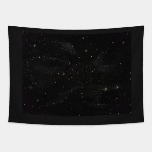 Simple Black and Gold Galaxy Tapestry