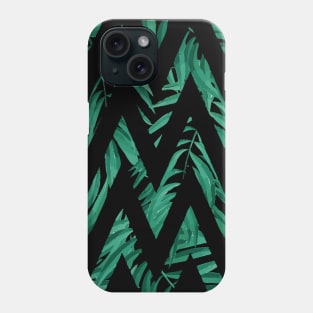 Palm Leaves Zig Zag Line (Black) Phone Case