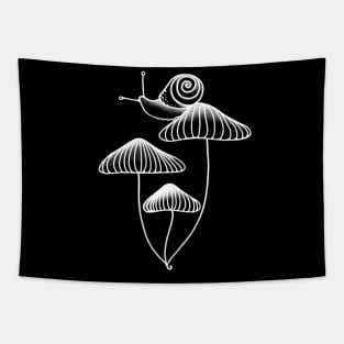 Snail Sitting On Mushrooms Tapestry