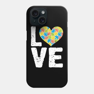 Cute Autism Awareness Love Colorful Puzzle Heart Phone Case