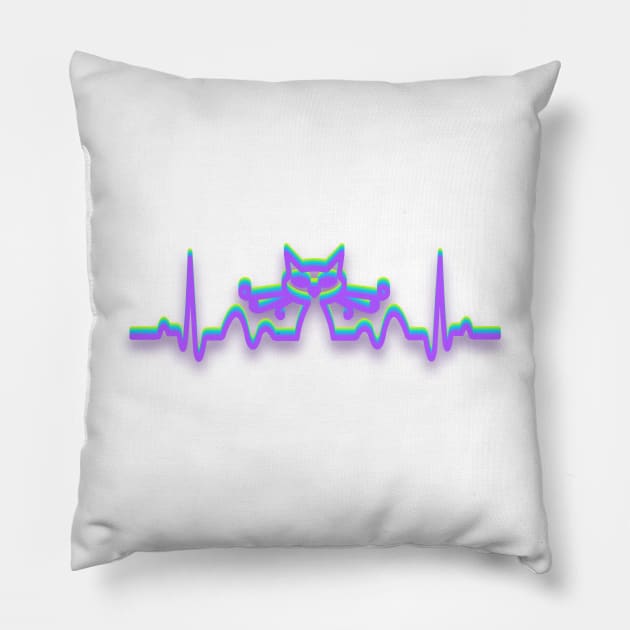 Cat heartbeat Pillow by lakokakr