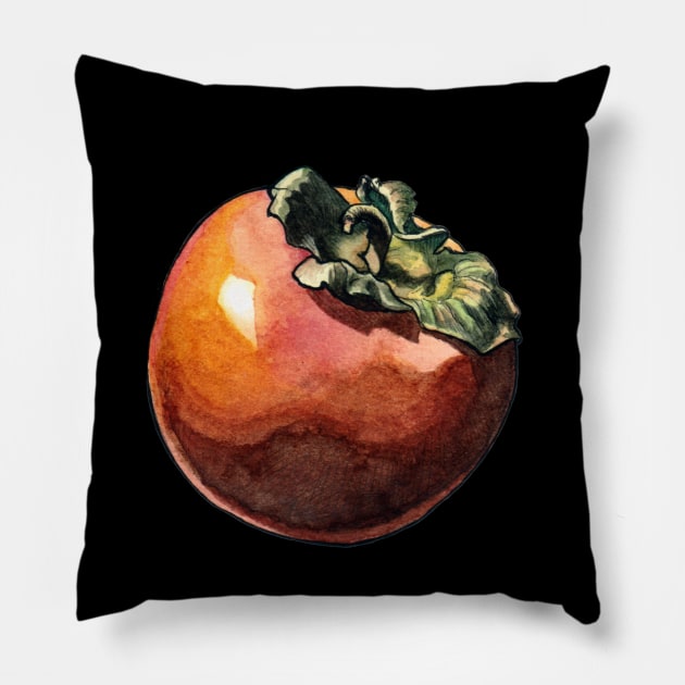 Watercolor kaki Pillow by AquarellChill