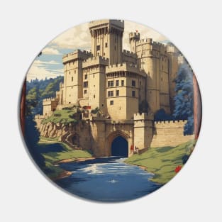 Warwick Castle United Kingdom Vintage Travel Tourism Poster Art Pin