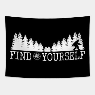 Find Yourself Bigfoot Sasquatch Motivational Monster Quote Tapestry