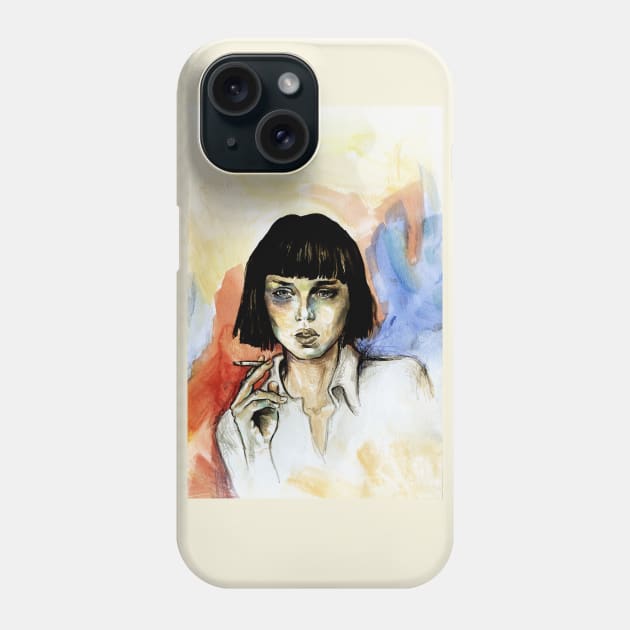 Woman smoking Phone Case by FanitsaArt