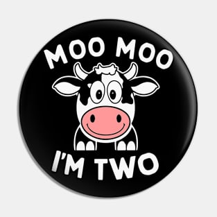I'm Two 2nd Birthday Cow Farm Theme Party 2 Year Old Toddler Pin