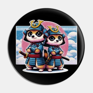 Kawaii Samurai Cute Animal Meerkat with Katana Warrior Pin