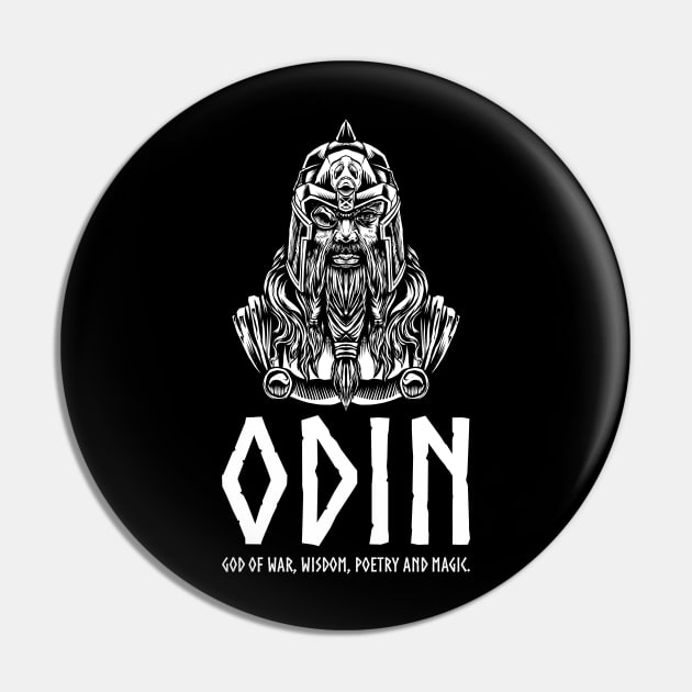 Norse Mythology Odin God Of War, Wisdom, Poetry And Magic Pin by Styr Designs