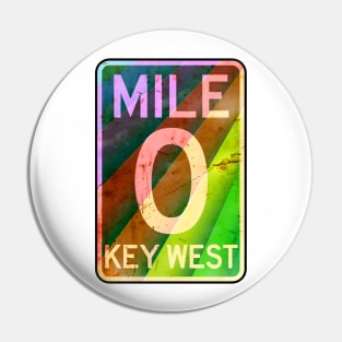 Key West Florida  Mile 0 Rainbow Overseas Highway Vintage Travel Pride Pin