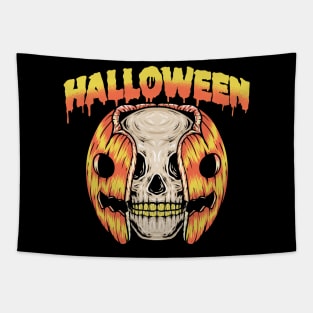 pumpkin skull Tapestry