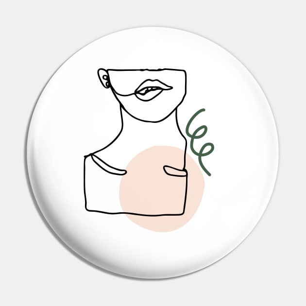 Minimal Line Drawing Woman's Lips Pin by Art Designs