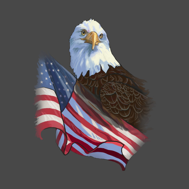 Bald Eagle With American Flag