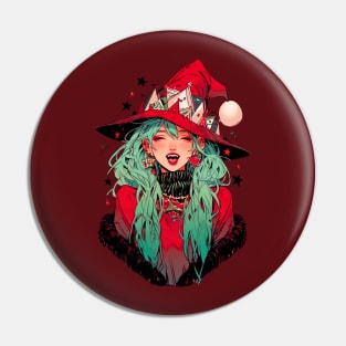 Cute Christmas Witch Pin