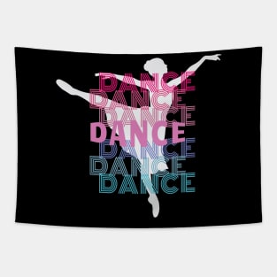 Dance With Ballerina Silhouette Retro Look Lettering Tapestry