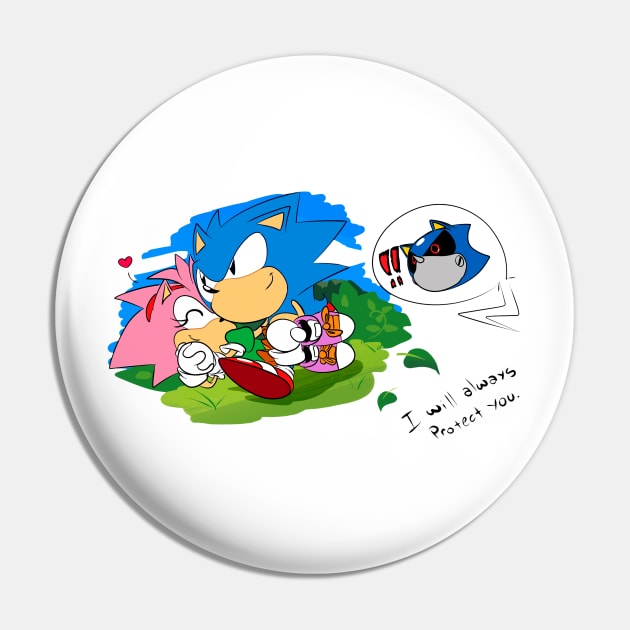 Classic Sonic and Amy design Pin by idolnya