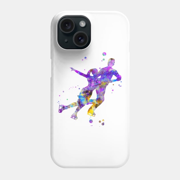Figure Skating Couple Watercolor Painting Phone Case by Miao Miao Design