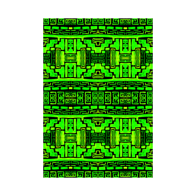 Green Aztec Tribal Pattern by ZeichenbloQ