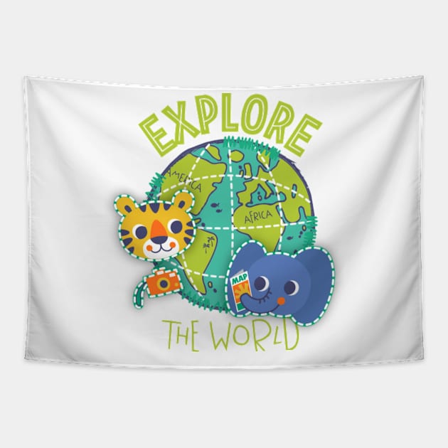 Explore The world , Back to school design Tapestry by TulipDesigns