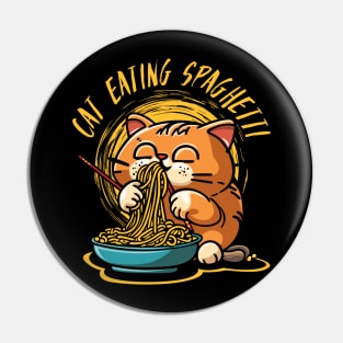 Cat eating spaghetti Pin