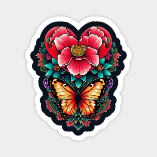 Butterfly Rose Heart Tattoo Magnet