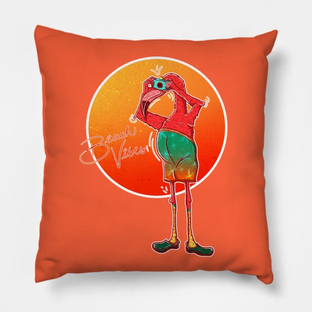 Flamingo Pillow by Chandscartoons