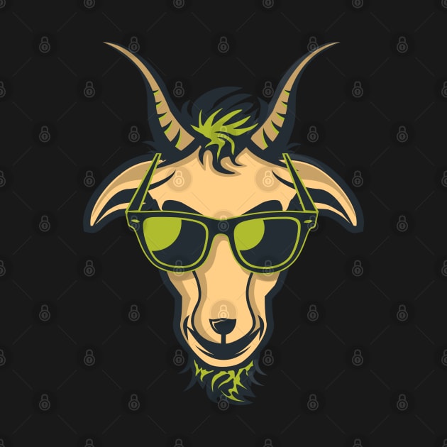 Goat with Glasses - Green Drawing Illustrattion by michony