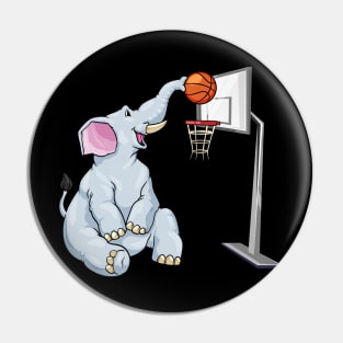 Funny elephant is playing basketball Pin