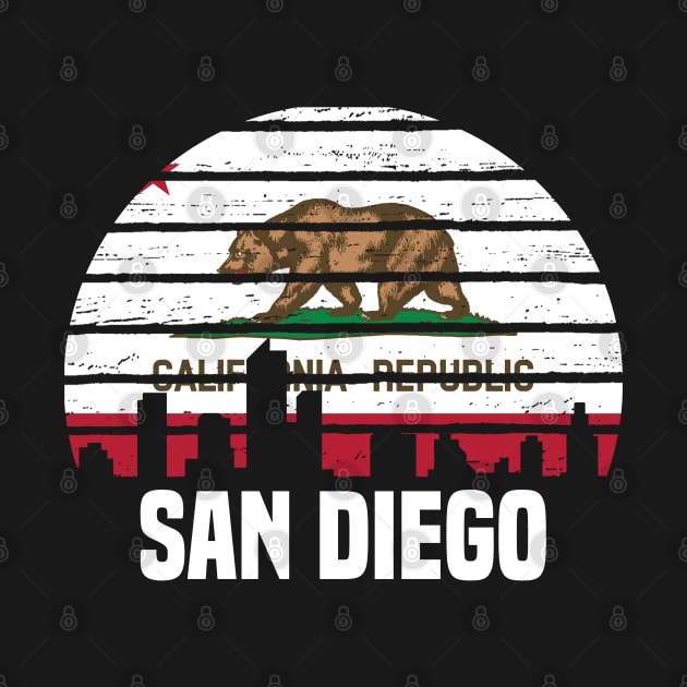 San Diego California CA Group City Silhouette Flag by jkshirts