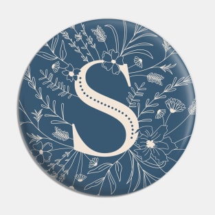 Botanical Letter S (Lake Blue) Pin