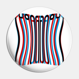 Warped Tall Typography (Cyan Red Black) Pin