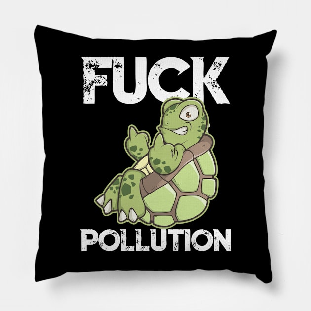 Earth Day T Shirt Environmental Anti Pollution Fun Turtle Pillow by TellingTales
