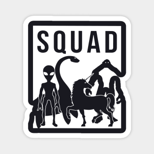 Squad Animals Unicorn Dinosaur Scare Black White Shirt Raglan Sleeve Squad Magnet