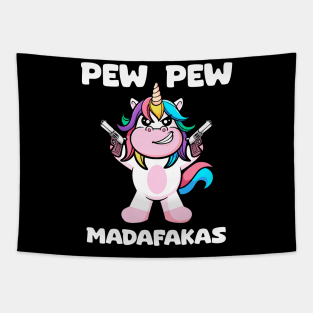 Pew-Pew Unicorn: Sparkling with Majestic Firepower Tapestry