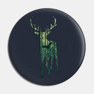 Deer and Abstract Forest Landscape Pin