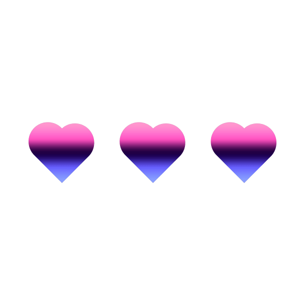 Bi+ Hearts Omnisexual Flag (Vertical Gradient Trio) by opalaricious