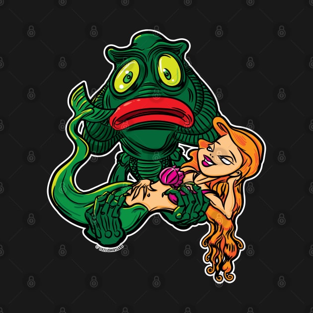 Creature from the Black Lagoon with Little Mermaid by eShirtLabs