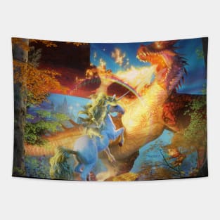 Battle of the dragon and unicorn Tapestry