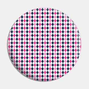 Pink Navy Blue and White Argyle Pattern Diamond Checks Pin