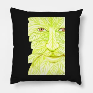 Man of the Forest, Green Man- Black Pillow