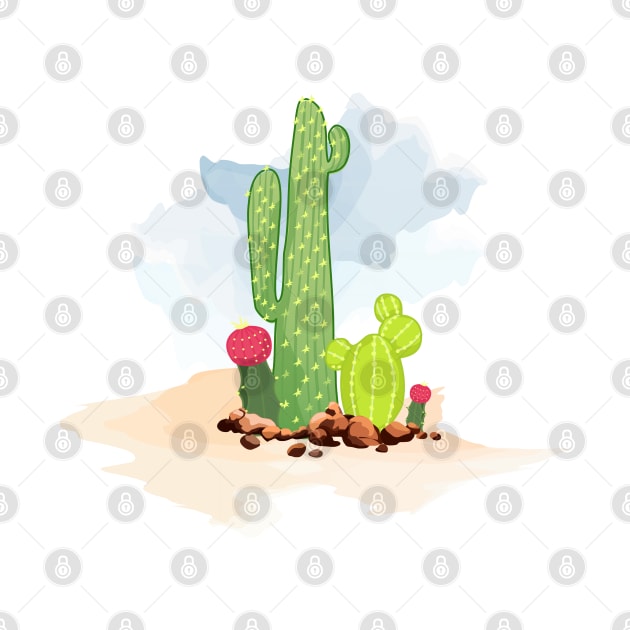 Cactus in the desert by Polydesign