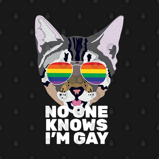 NO ONE KNOWS I'M GAY - Cute Cat Sunglasses Gay Pride Rainbow Flag by NightField