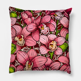 Pink orchids Pillow